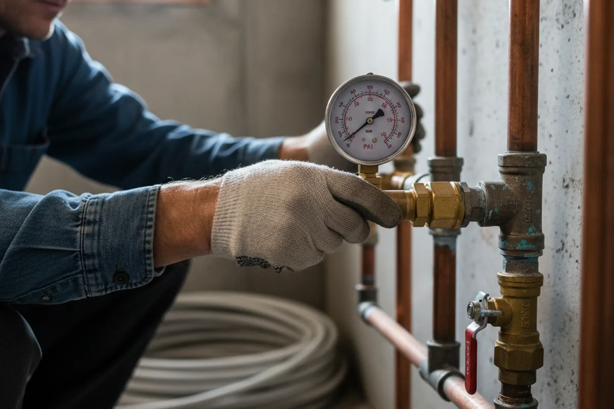 Pressure testing a repaired line during Water Line Repair in Sunfield
